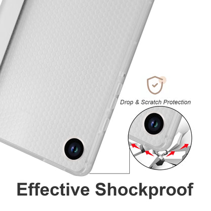 For Samsung Galaxy Tab A9+ X210 3-fold Clear Honeycomb TPU Leather Tablet Case with Pen Slot(Grey) by bashfashion