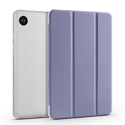 For Samsung Galaxy Tab A9+ X210 3-fold Clear Honeycomb TPU Leather Tablet Case with Pen Slot(Lavender Purple) by bashfashion