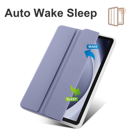 For Samsung Galaxy Tab A9+ X210 3-fold Clear Honeycomb TPU Leather Tablet Case with Pen Slot(Lavender Purple) by bashfashion