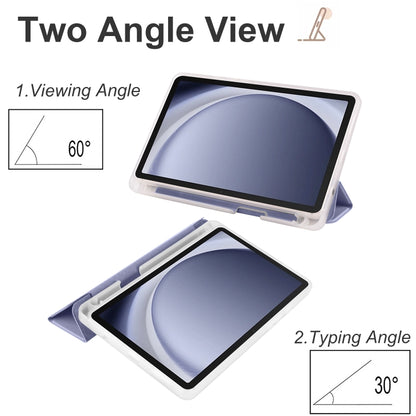 For Samsung Galaxy Tab A9+ X210 3-fold Clear Honeycomb TPU Leather Tablet Case with Pen Slot(Lavender Purple) by bashfashion