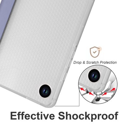 For Samsung Galaxy Tab A9+ X210 3-fold Clear Honeycomb TPU Leather Tablet Case with Pen Slot(Lavender Purple) by bashfashion