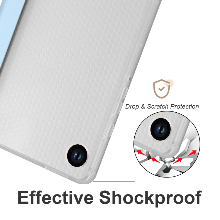 For Samsung Galaxy Tab A11 / A9 3-fold Clear Honeycomb TPU Leather Tablet Case with Pen Slot(Ice Blue) by bashfashion
