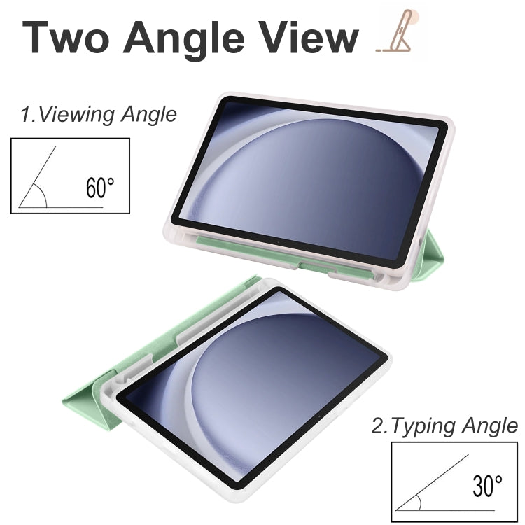 For Samsung Galaxy Tab A11 / A9 3-fold Clear Honeycomb TPU Leather Tablet Case with Pen Slot(Green) by bashfashion