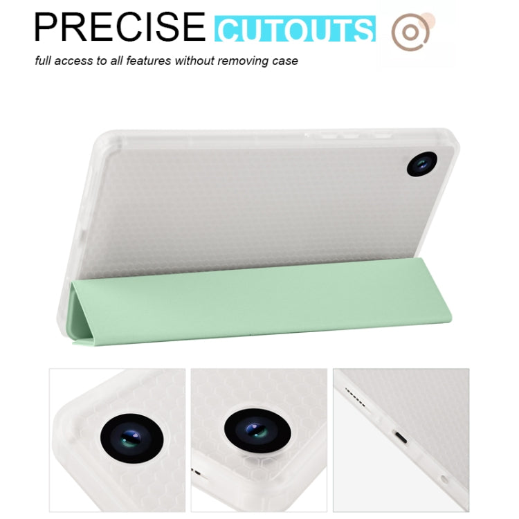 For Samsung Galaxy Tab A11 / A9 3-fold Clear Honeycomb TPU Leather Tablet Case with Pen Slot(Green) by bashfashion