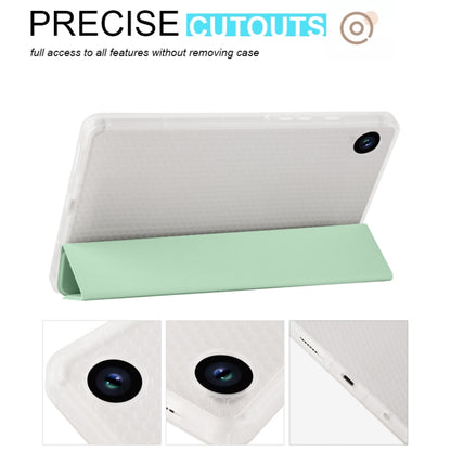 For Samsung Galaxy Tab A11 / A9 3-fold Clear Honeycomb TPU Leather Tablet Case with Pen Slot(Green) by bashfashion