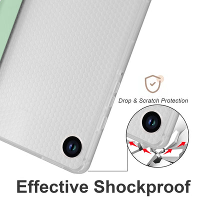 For Samsung Galaxy Tab A11 / A9 3-fold Clear Honeycomb TPU Leather Tablet Case with Pen Slot(Green) by bashfashion