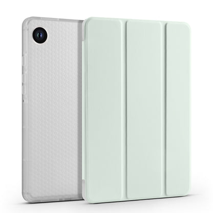 For Samsung Galaxy Tab A11 / A9 3-fold Clear Honeycomb TPU Leather Tablet Case with Pen Slot(Light Green) by bashfashion
