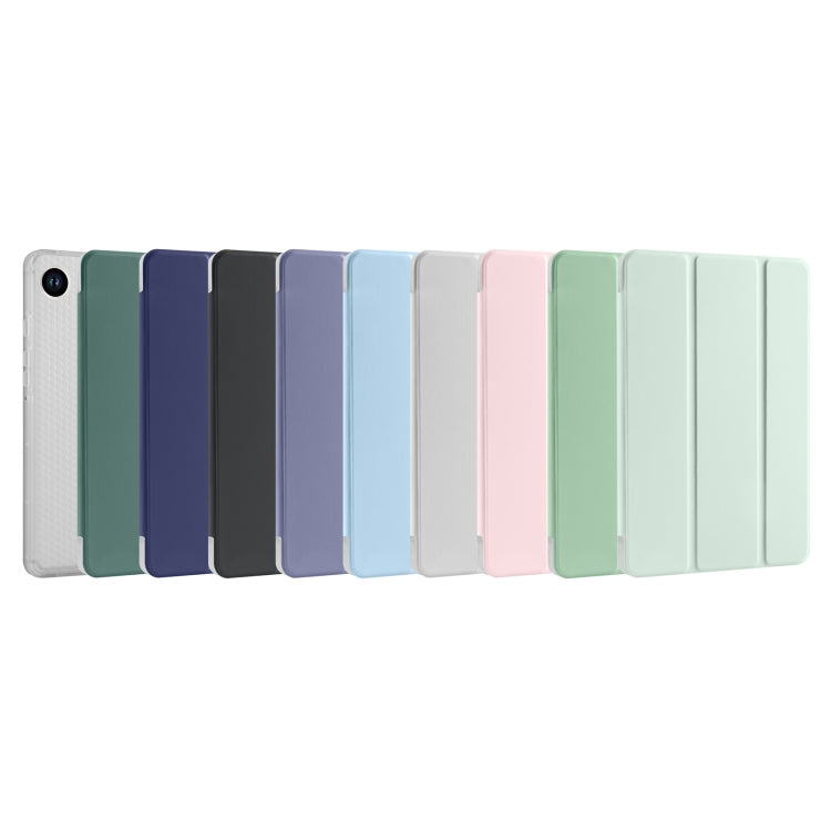 For Samsung Galaxy Tab A11 / A9 3-fold Clear Honeycomb TPU Leather Tablet Case with Pen Slot(Light Green) by bashfashion