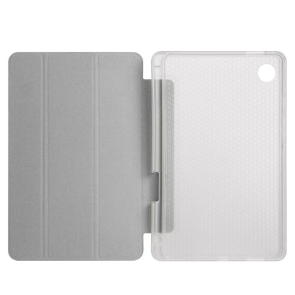 For Samsung Galaxy Tab A11 / A9 3-fold Clear Honeycomb TPU Leather Tablet Case with Pen Slot(Grey) by bashfashion