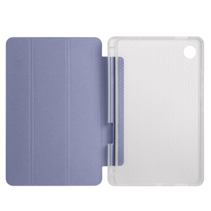For Samsung Galaxy Tab A11 / A9 3-fold Clear Honeycomb TPU Leather Tablet Case with Pen Slot(Lavender Purple) by bashfashion