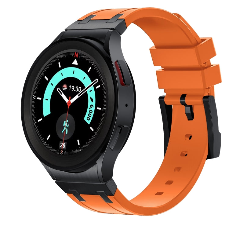 For Samsung Galaxy Watch 4 / 5 / 6 AP Series Liquid Silicone Watch Band(Black Orange) by bashfashion