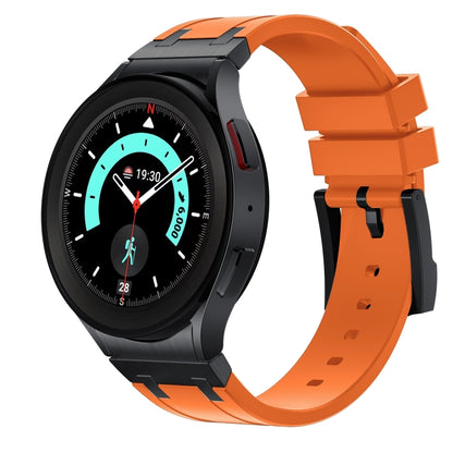 For Samsung Galaxy Watch 4 / 5 / 6 AP Series Liquid Silicone Watch Band(Black Orange) by bashfashion