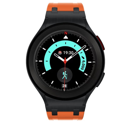 For Samsung Galaxy Watch 4 / 5 / 6 AP Series Liquid Silicone Watch Band(Black Orange) by bashfashion