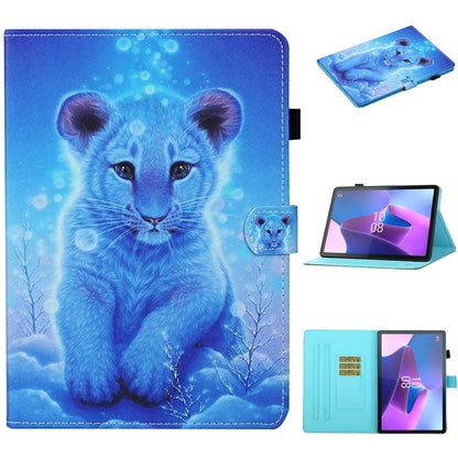 For Lenovo Tab P12 2023 / TB370FU Coloured Drawing Stitching Smart Leather Tablet Case(Little Tiger) by bashfashion
