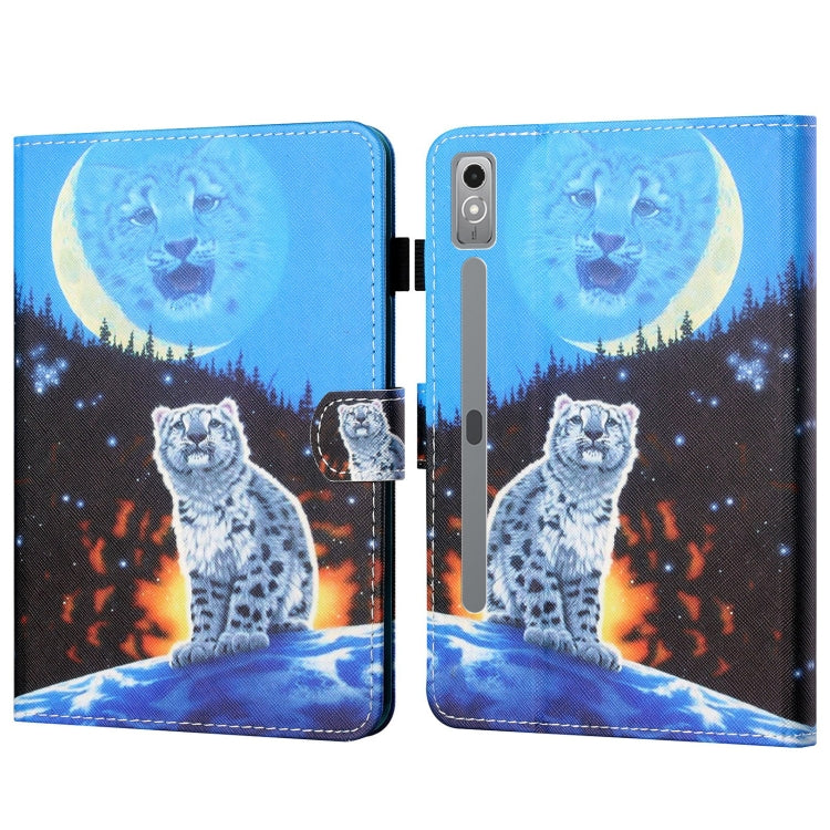 For Lenovo Tab P12 2023 / TB370FU Coloured Drawing Stitching Smart Leather Tablet Case(Double Shadow Tiger) by bashfashion