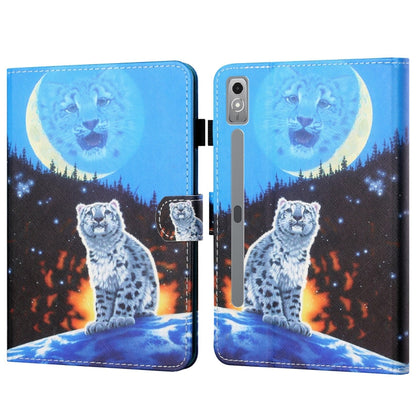 For Lenovo Tab P12 2023 / TB370FU Coloured Drawing Stitching Smart Leather Tablet Case(Double Shadow Tiger) by bashfashion