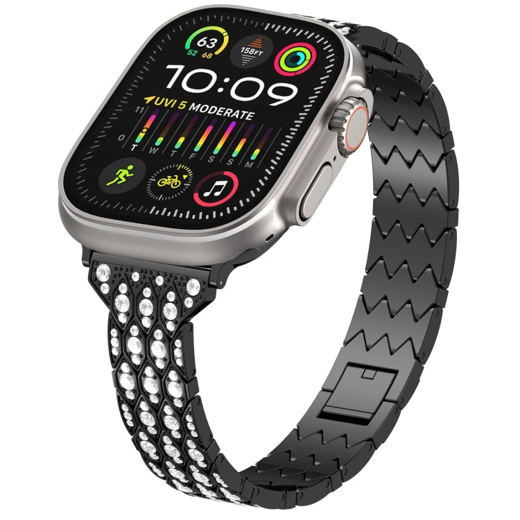 For Apple Watch Ultra 2 49mm Devil Eye Diamond Bracelet Metal Watch Band(Black) by bashfashion