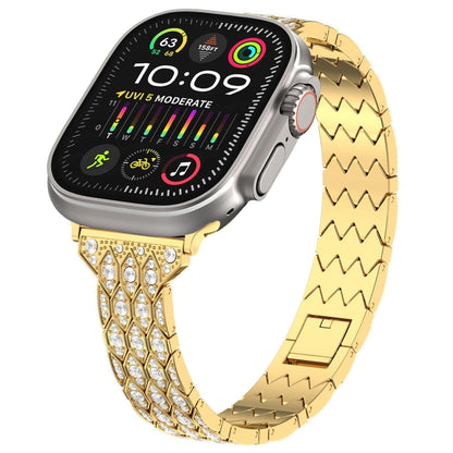 For Apple Watch Ultra 2 49mm Devil Eye Diamond Bracelet Metal Watch Band(Gold) by bashfashion