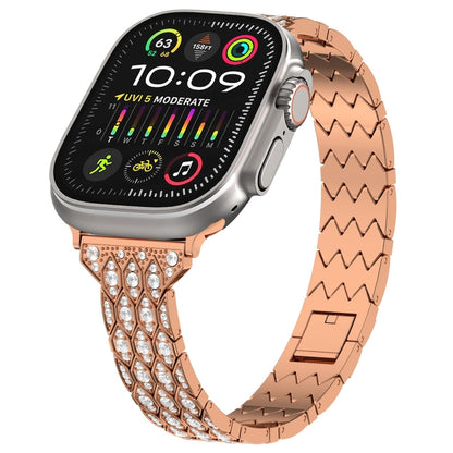 For Apple Watch Ultra 2 49mm Devil Eye Diamond Bracelet Metal Watch Band(Rose Gold) by bashfashion
