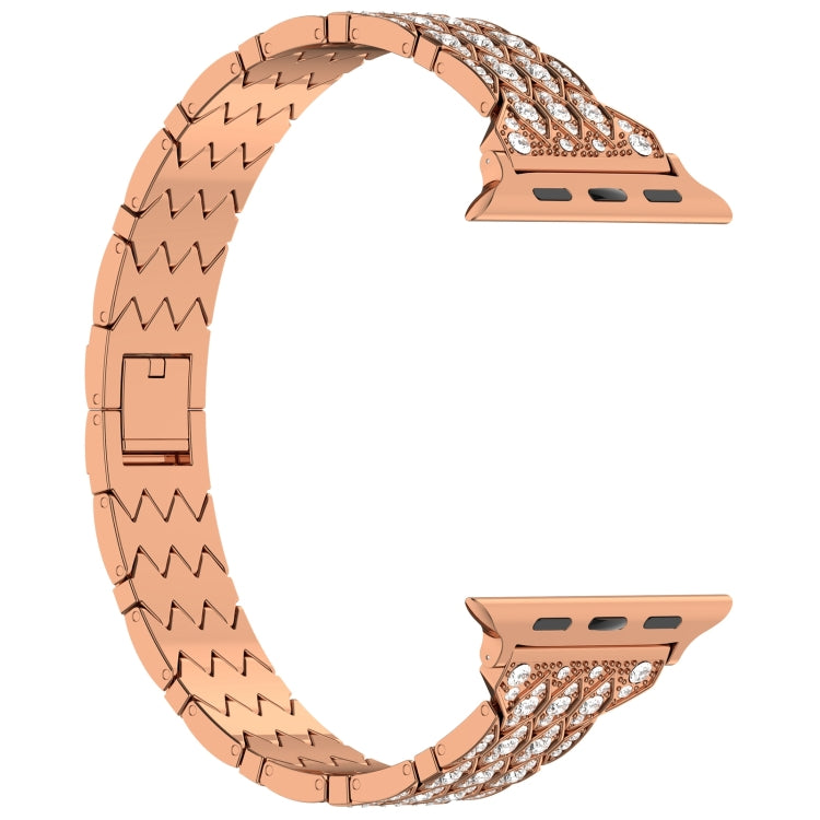 For Apple Watch Ultra 2 49mm Devil Eye Diamond Bracelet Metal Watch Band(Rose Gold) by bashfashion