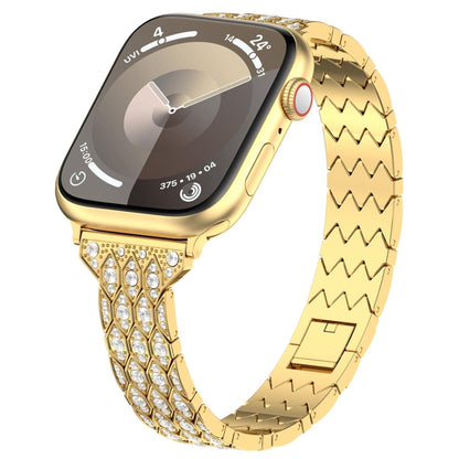 For Apple Watch Series 9 41mm Devil Eye Diamond Bracelet Metal Watch Band(Gold) by bashfashion