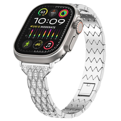 For Apple Watch Ultra 49mm Devil Eye Diamond Bracelet Metal Watch Band(Silver) by bashfashion