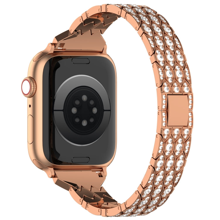 For Apple Watch Series 8 41mm Devil Eye Diamond Bracelet Metal Watch Band(Rose Gold) by bashfashion