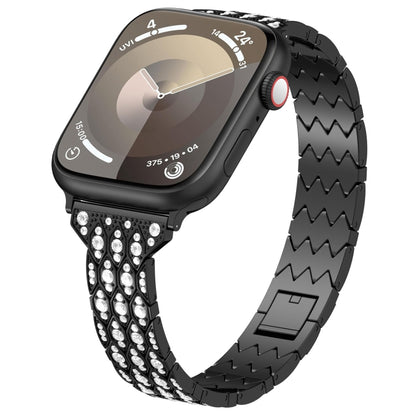 For Apple Watch SE 44mm Devil Eye Diamond Bracelet Metal Watch Band(Black) by bashfashion