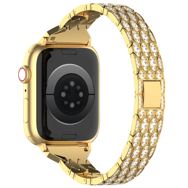 For Apple Watch SE 44mm Devil Eye Diamond Bracelet Metal Watch Band(Gold) by bashfashion