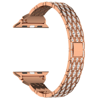 For Apple Watch SE 44mm Devil Eye Diamond Bracelet Metal Watch Band(Rose Gold) by bashfashion
