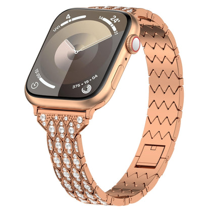 For Apple Watch Series 4 40mm Devil Eye Diamond Bracelet Metal Watch Band(Rose Gold) by bashfashion
