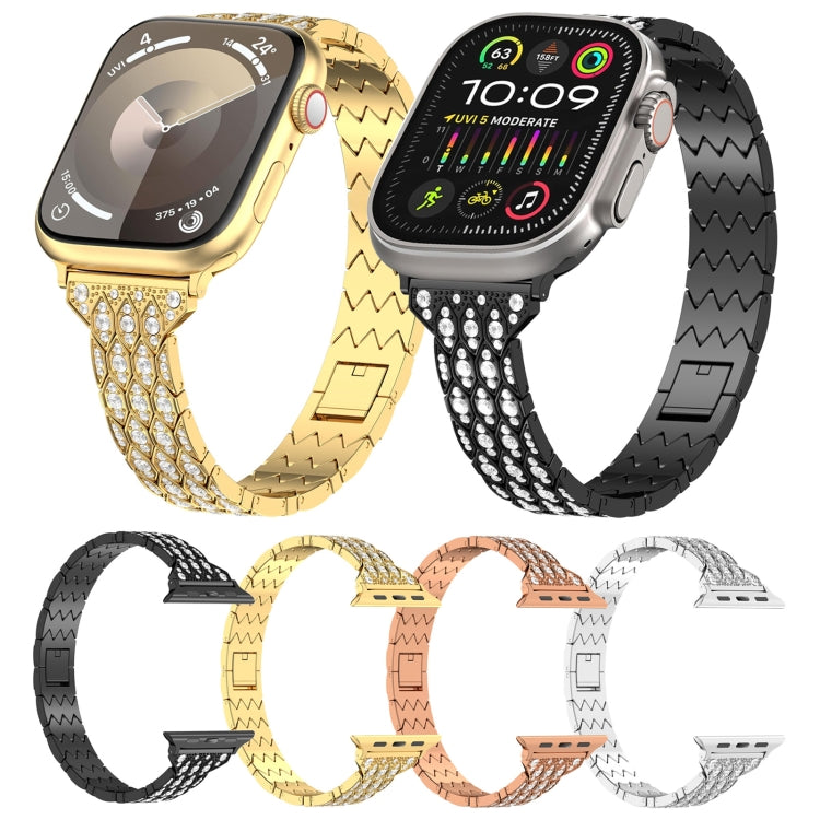 For Apple Watch Ultra 2 49mm Devil Eye Diamond Bracelet Metal Watch Band(Silver) by bashfashion