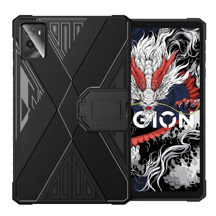 For Lenovo Legion Y700 Gen3 2024 Brushed Texture Shockproof TPU Tablet Case with Holder(Black) by bashfashion