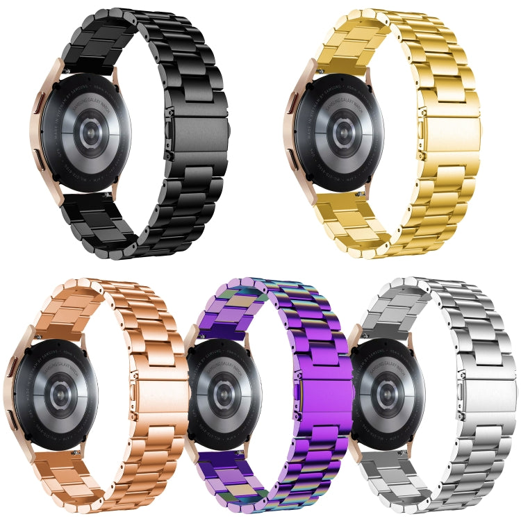 For Samsung Galaxy Watch6 / 6 Classic Flat Head Three-bead Stainless Steel Watch Band(Gold) by bashfashion