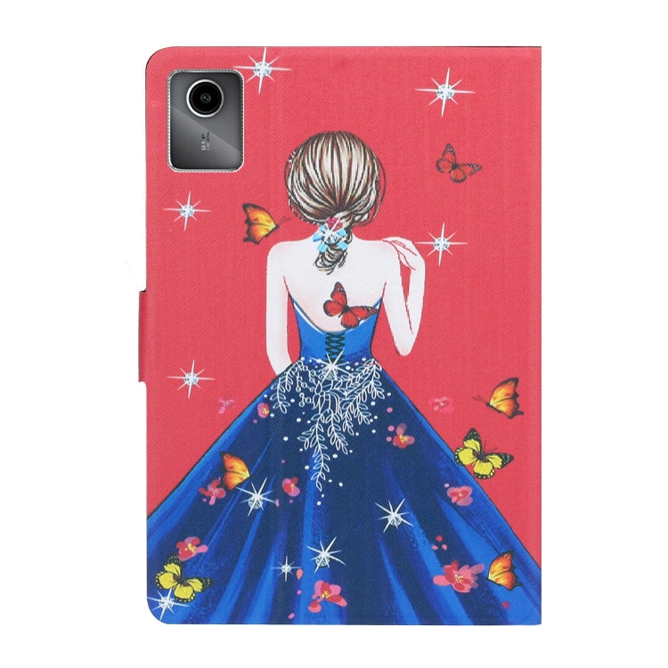 For Lenovo Tab M11/ Xiaoxin Pad 11 2024 Voltage Coloured Drawing Smart Leather Tablet Case(Girl Back) by bashfashion