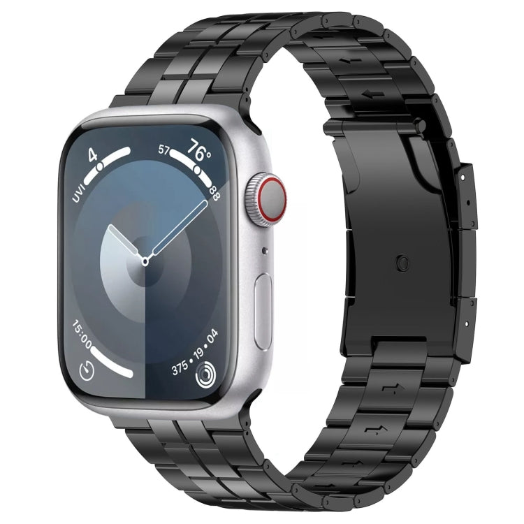 For Apple Watch Series 3 38mm Tortoise Buckle Titanium Steel Watch Band(Black) by bashfashion