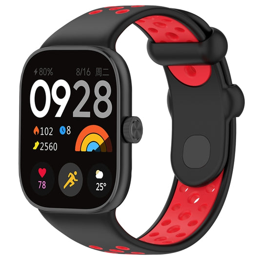 For Redmi Watch 4 Two Color Silicone Sports Watch Band(Black Red) by bashfashion
