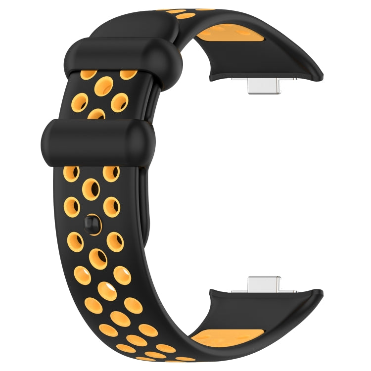 For Redmi Watch 4 Two Color Silicone Sports Watch Band(Black Yellow) by bashfashion