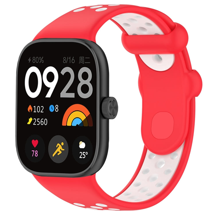 For Redmi Watch 4 Two Color Silicone Sports Watch Band(Red White) by bashfashion