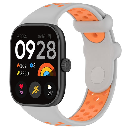 For Redmi Watch 4 Two Color Silicone Sports Watch Band(Grey Orange) by bashfashion