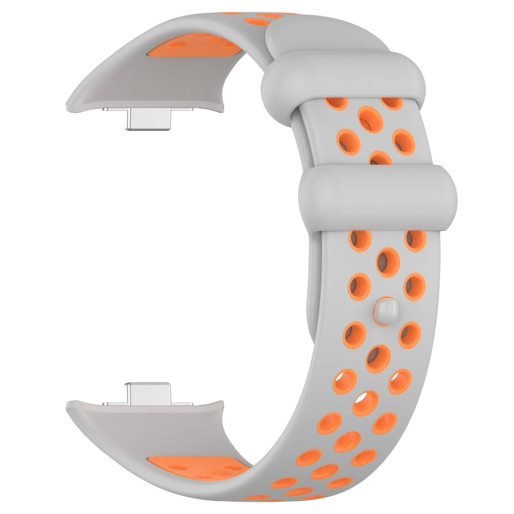 For Redmi Watch 4 Two Color Silicone Sports Watch Band(Grey Orange) by bashfashion