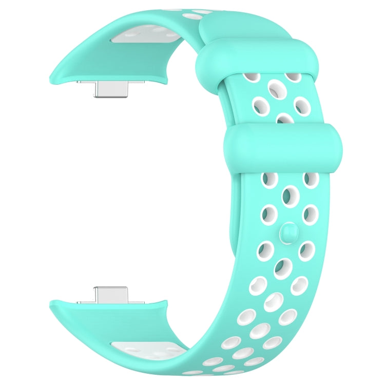 For Redmi Watch 4 Two Color Silicone Sports Watch Band(Teal White) by bashfashion