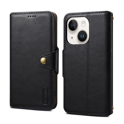 For iPhone 15 Denior Cowhide Texture Wallet Style Leather Phone Case(Black) by Denior