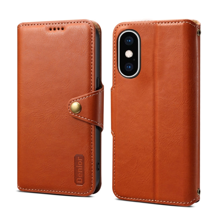 For iPhone XS Max Denior Cowhide Texture Wallet Style Leather Phone Case(Brown) by Denior
