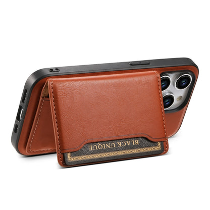 For iPhone 15 Denior Cowhide Texture Leather MagSafe Detachable Wallet Phone Case(Brown) by Denior