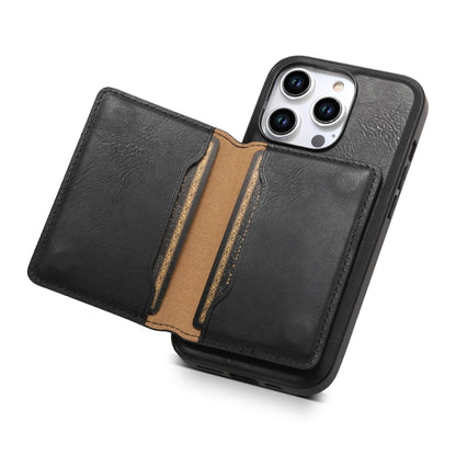 For iPhone 13 Pro Denior Cowhide Texture Leather MagSafe Detachable Wallet Phone Case(Black) by Denior