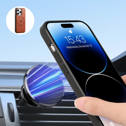 For iPhone 12 Denior Cowhide Texture Leather MagSafe Detachable Wallet Phone Case(Brown) by Denior