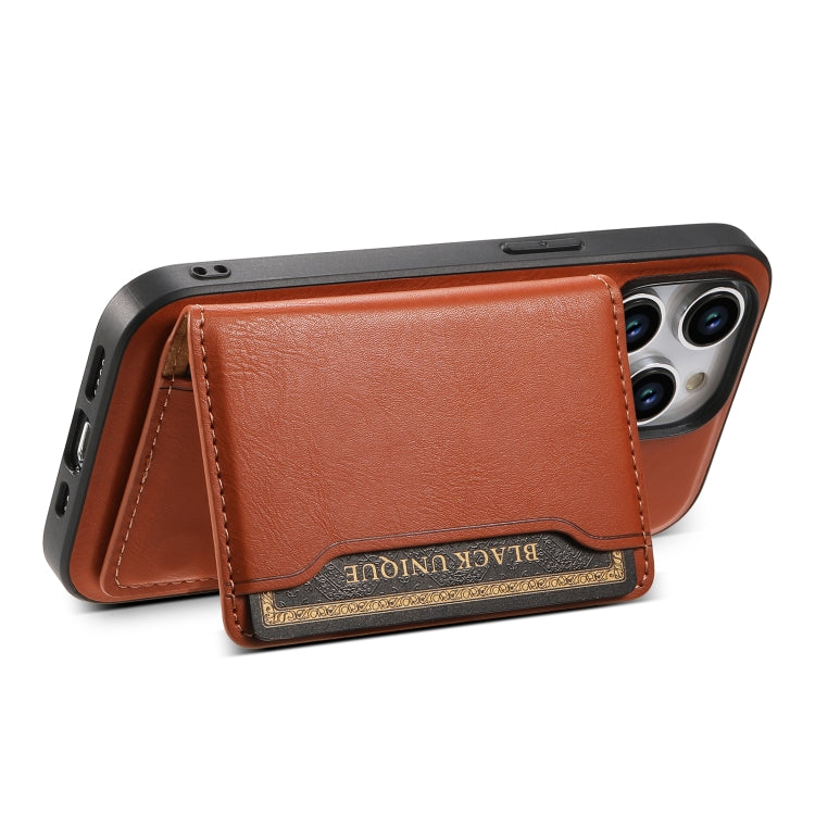 For iPhone 12 Pro Max Denior Cowhide Texture Leather MagSafe Detachable Wallet Phone Case(Brown) by Denior