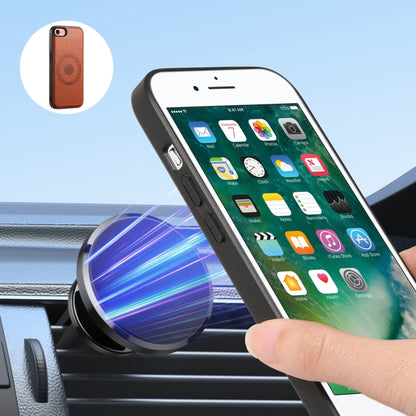 For iPhone SE 2022/2020/8/7 Denior Cowhide Texture Leather MagSafe Detachable Wallet Phone Case(Brown) by Denior