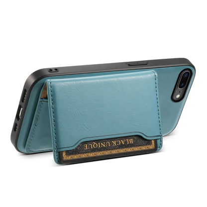 For iPhone 8 Plus/7 Plus Denior Cowhide Texture Leather MagSafe Detachable Wallet Phone Case(Blue) by Denior